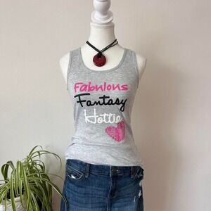 Vintage y2k Graphic Grey Tank Top womens sz S/M mcbling parishiltoncore